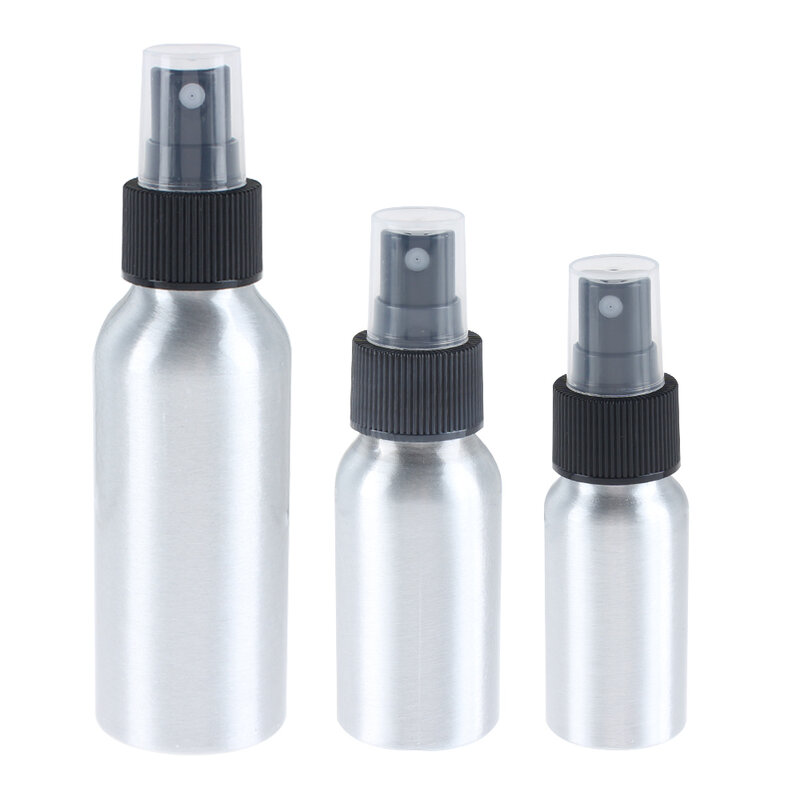 Spray de alumínio vazio, garrafa pequeno e portátil, recarregável para perfume, atomizador líquido, 30ml/50ml/100ml
