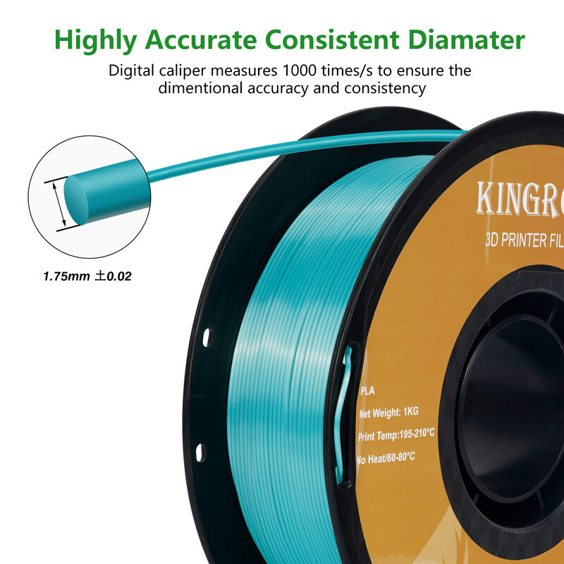Шелковые пла-нити KINGROON 10 кг (22 фунта), разноцветные нити для 3D-принтера, блестящие пла-нити 1,75 мм, бесплатная доставка из США