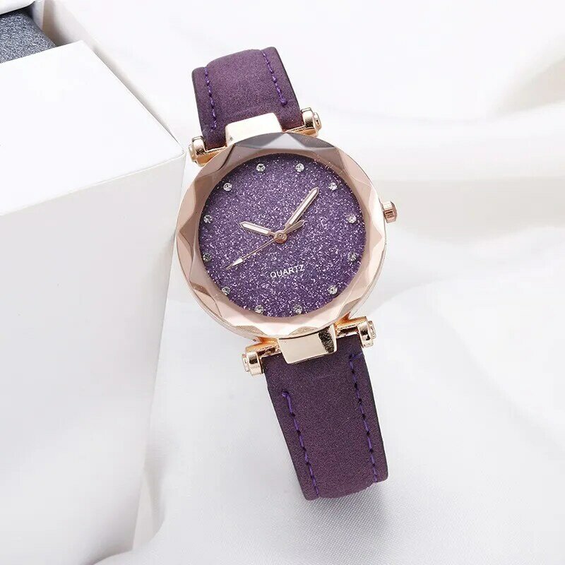 Starry Sky Surface Fashion Casual Ultra Thin Water Diamond Frosted Strap Women's High Quality Watch For Friends And Wives