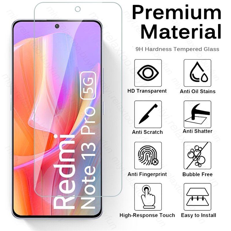 Redmy Note13 Pro 4G 5G Glass 6 в 1 HD закаленное стекло, Защита экрана для Xiaomi Redmi Note 13 Pro 5G 2024, Защитная пленка для камеры