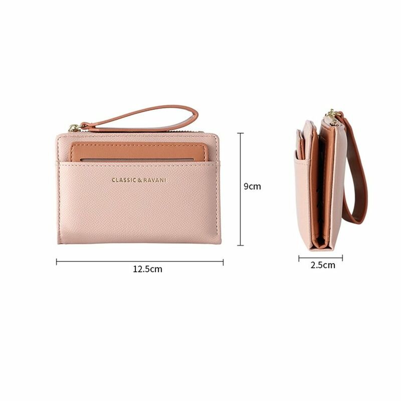 Solid Color Short Wallet New Folding PU Leather Card Bag Zipper Fashionable Coins Purses Wallet Women
