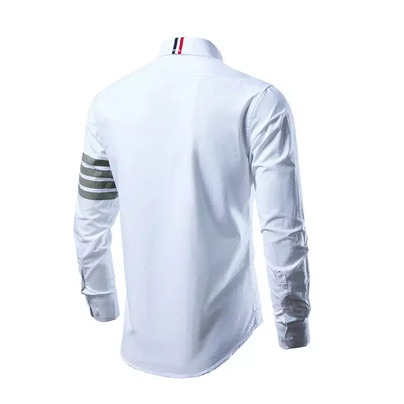 2023 Trend Mens Shirts Casual Soft Thin Cotton Slim Luxury Long Sleeve Striped Solid Shirt Male Streetwear