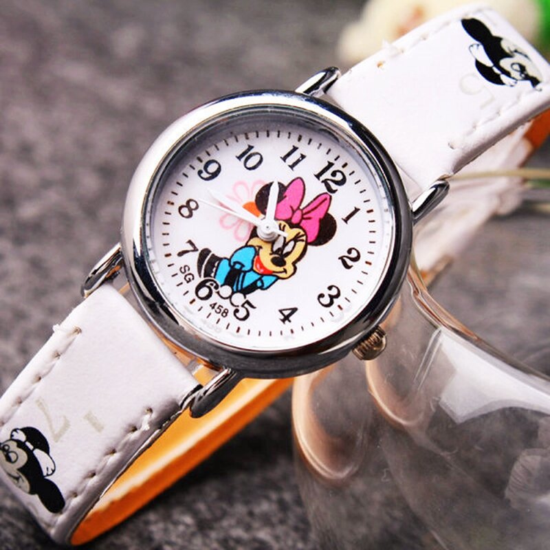 Disney Mickey Minnie น่ารักการ์ตูนเด็กเล็กเด็กผู้หญิงนาฬิกาควอตซ์นาฬิกาเด็กน่ารักสาวแฟชั่นนาฬิกาข้อมือ