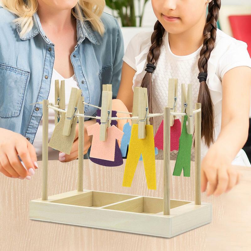Hanging Clothes Exercise Colors Recognition Montessori Toy for Table Game