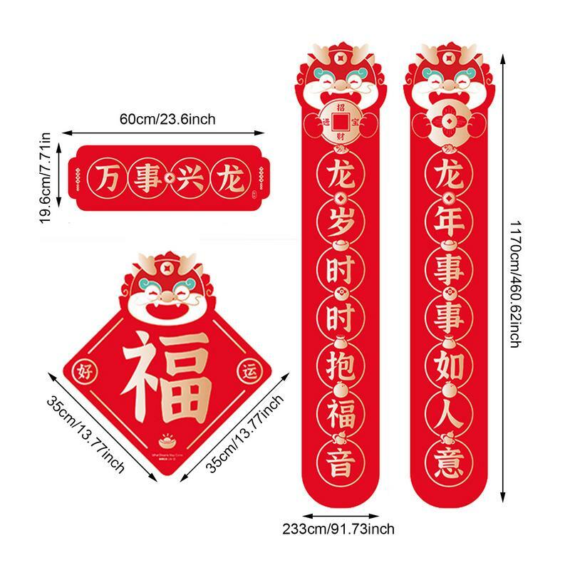Adesivo de casal chinês para celebração do ano novo tradicional, ano do dragão, porta e janela, decoração, 2022