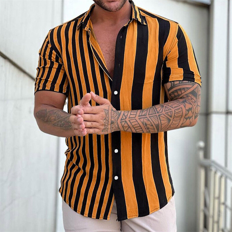 เสื้อฮาวายเข้ารูปแบบแขนสั้นพิมพ์ลายสำหรับผู้ชาย, ใหม่ฤดูร้อนเสื้อลำลองคาร์ดิแกนเสื้อเชิ๊ตสไตล์ย้อนยุค