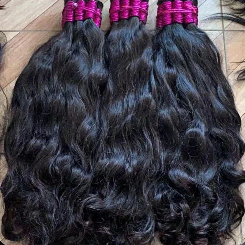 Bundel rambut manusia Tissage Vietnam mentah mengepang tanpa kain 100% rambut manusia ekstensi massal Extensiones De Cabello Cheveux Cabelo