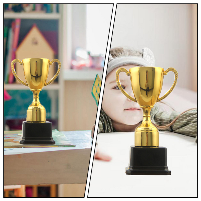 Piala hadiah plastik, piala hadiah anak-anak plastik persediaan hadiah piala Mini rumah ornamen mainan emas anak-anak aktivitas