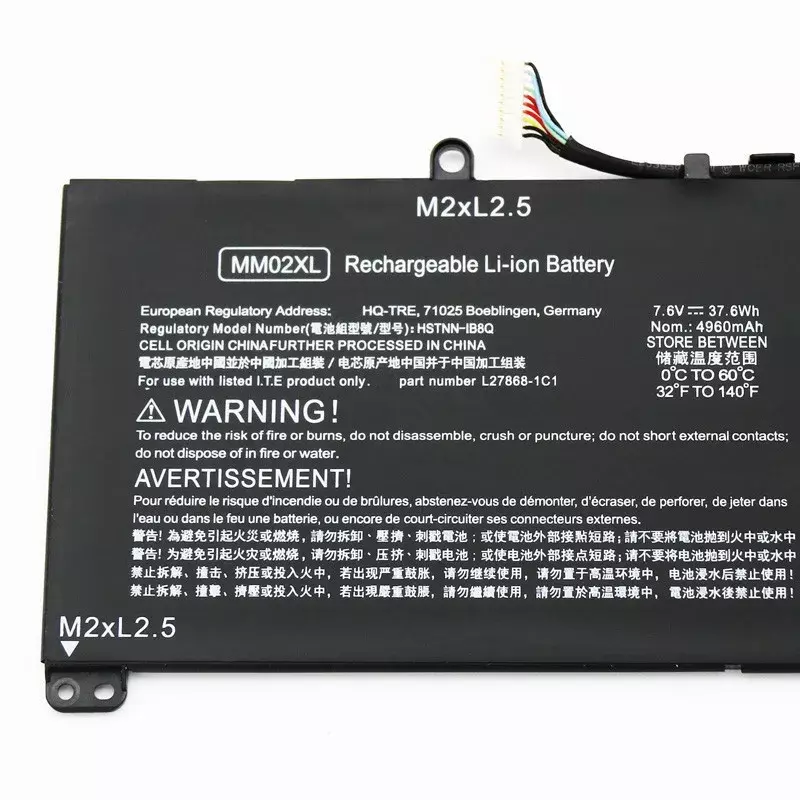 Batería para portátil HP TPN-Q214 13-an0000TU, HSTNN-IB8Q, HSTNN-DB8U, L28076-005, L27868-1C1, MM02XL, 7,6 V, 37.6Wh