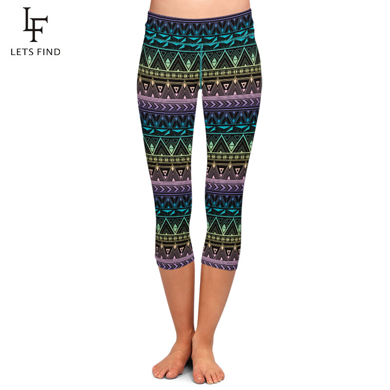 LETSFIND – pantalon imprimé aztèque pour femmes, Legging Capri, taille haute, extensible, décontracté, Punk, nouvelle mode