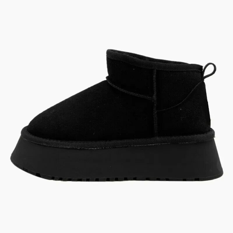 Shoes for Women 2023 Slip on Women's Boots Winter Round Toe Solid Flock Plush Warm Comfortable Mid Heel Water Proof Snow Boots