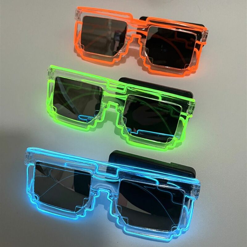 Пластиковые мозаичные светящиеся очки, Новые забавные беспроводные флуоресцентные солнцезащитные очки, аксессуары для EL Glasses