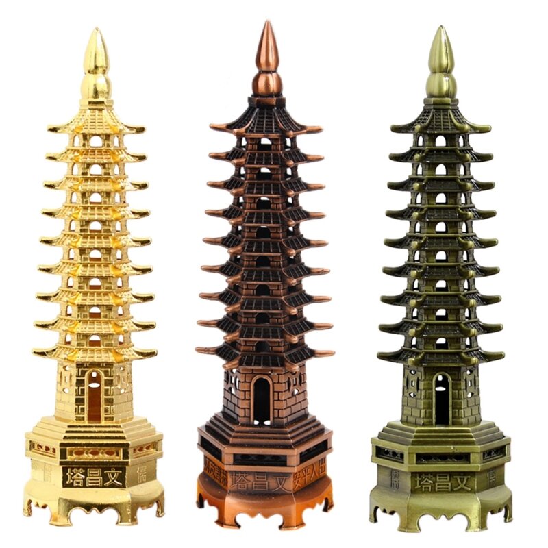 Feng Shui 9-Levels Legering 3d Model Chinese Wenchang Pagode Toren Ambachten Standbeeld Souvenir Huisdecoratie Metalen Handwerk