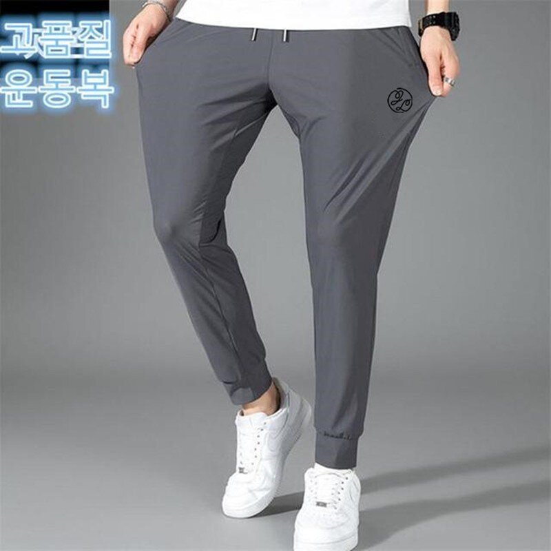 Spodnie golfowe męskie letnie lodowy jedwab o wysokiej elastyczności ultracienkie spodnie typu casual szybkoschnące bieganie odzież golfowa spodnie dresowe Plus rozmiar 5xl