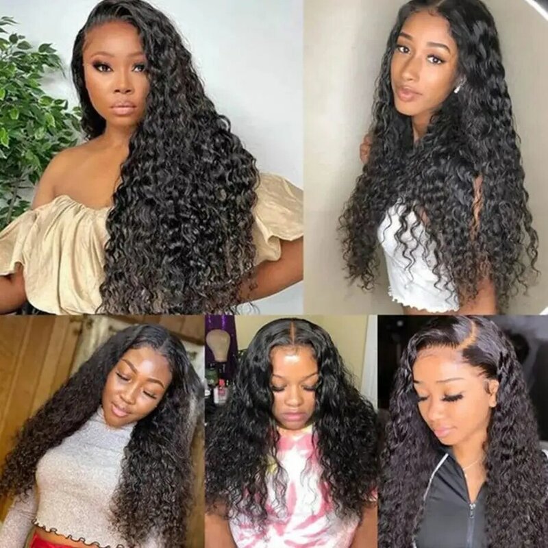 Kinky Curly Human Hair Wigs Deep Curly 13x4 HD Transparent Lace Front Wig 180% Brazilian Remy Hair Lace Closure Wig Pre Plucked