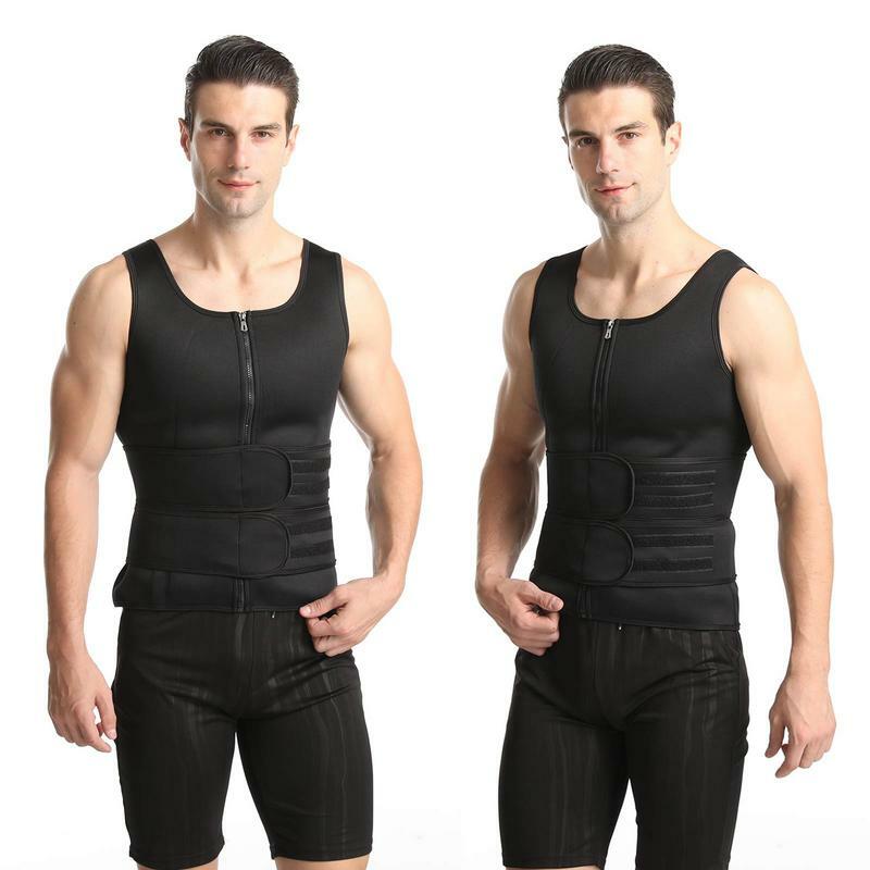 เสื้อกั๊ก pelangsing Badan นีโอพรีนสำหรับผู้ชายเสื้อกล้ามซาวน่ามีซิปสำหรับออกกำลังกายเล่นกีฬาเข้ายิม