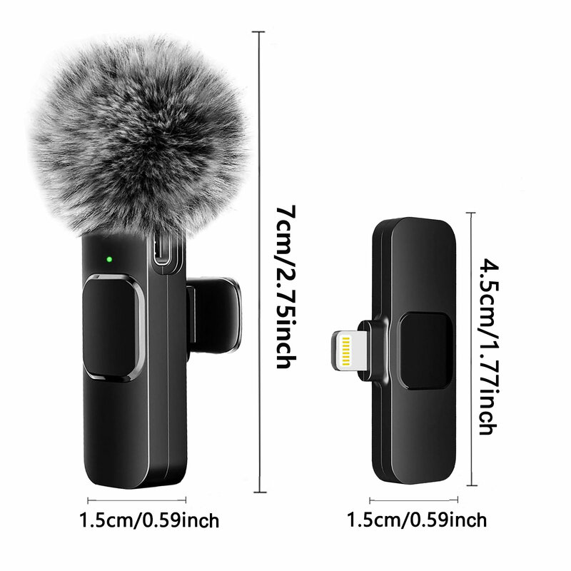 Microfone sem fio Lavalier para celular, gravação de vídeo de áudio, Mini Mic para iPhone, Android, Laptop, Live Gaming, Novo