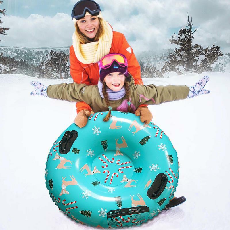 Tabung salju untuk kereta luncur tiup dengan 2 pegangan mainan luar ruangan musim dingin kereta luncur salju tiup untuk dewasa anak-anak seluncur musim dingin