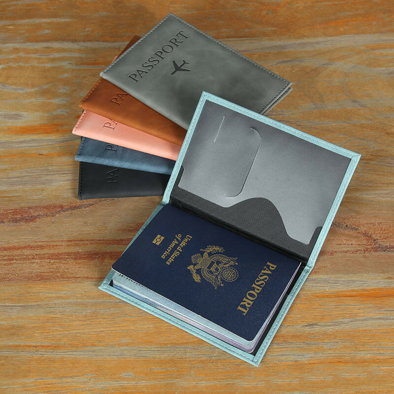 Portefeuille de passeport en cuir PU pour hommes et femmes, porte-passeport de voyage, étui pour carte d'identité, porte-cartes bancaires, mode