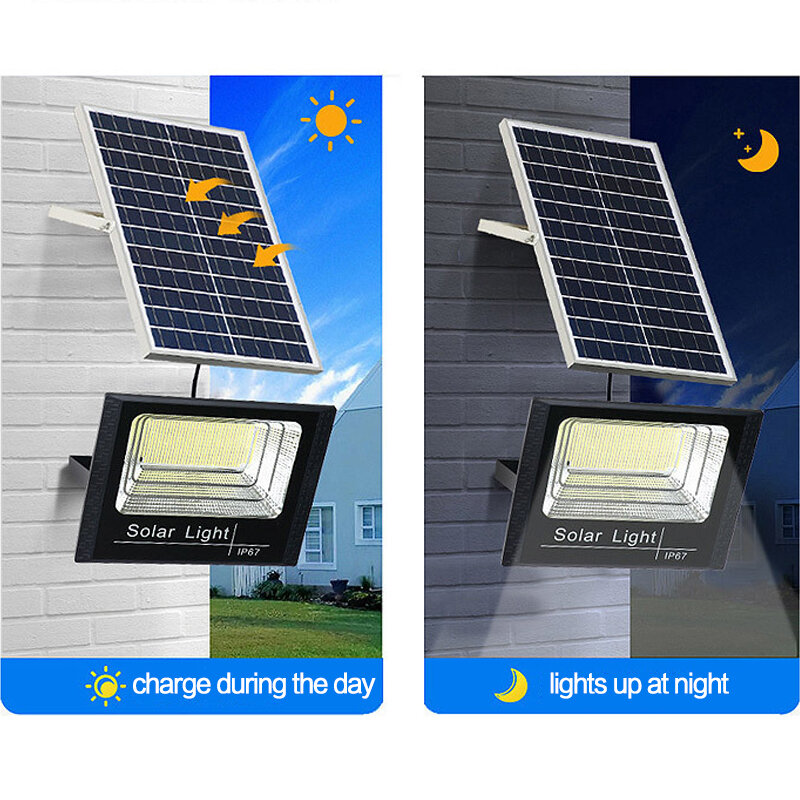 Projecteur solaire à LED avec télécommande, réflecteur étanche, extérieur, 50W, 100W, 200W, 300W, 500W, 62