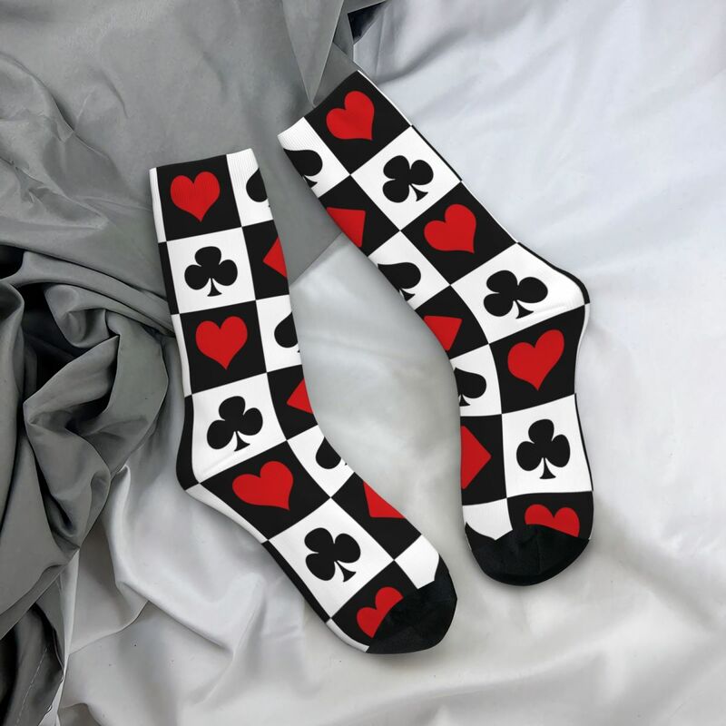Playing Card Socks Harajuku Sweat Absorbing Stockings All Season Long Socks Accessories for Man's Woman's Birthday Present
