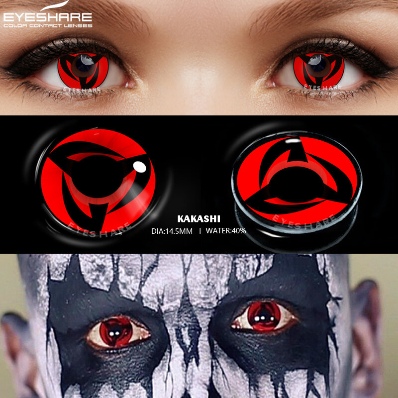 Цветные контактные линзы EYESHARE для глаз, 2 шт., контактные линзы с красными глазами для красоты, макияжа, ежегодный ученик, Хэллоуин, 14,5 мм