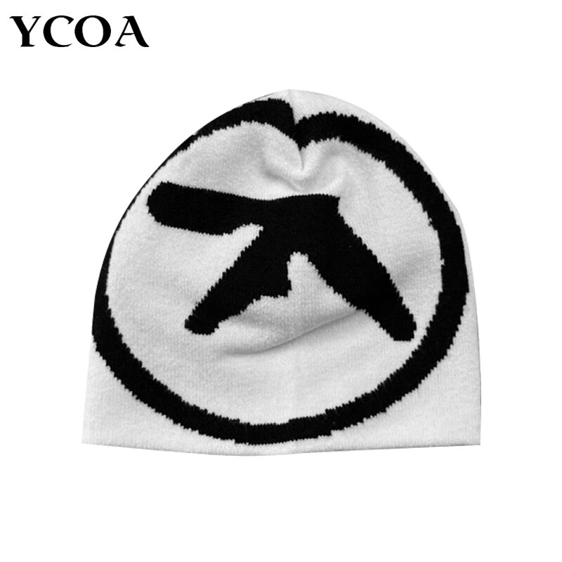 หมวกไหมพรมถักสำหรับผู้หญิง, หมวกคู่หมวกแก๊ป aphex สำหรับผู้ชาย Y2k แนวสตรีทแวร์เสื้อสวมหัวแฟชั่นฤดูหนาวสไตล์ kpop วินเทจให้ความอบอุ่นฮิปฮอปยูนิเซ็กส์