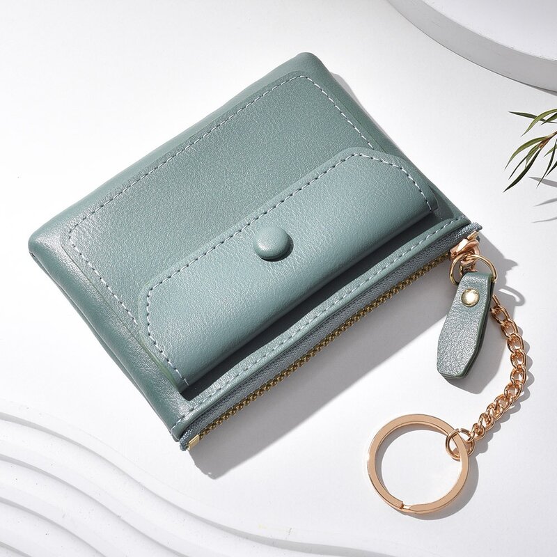 Solid Color Coin Purse Durable Large Capacity Minimalist Zipper Wallet PU Leather Zipper Storage Bag Women