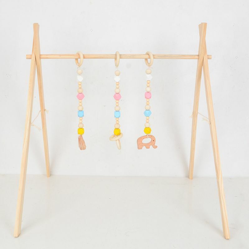 Wooden Fitness Rack Infants Nursing Room Decorations Foldable Baby for Play Gym Frame Activity Center Gym Rack Hanging