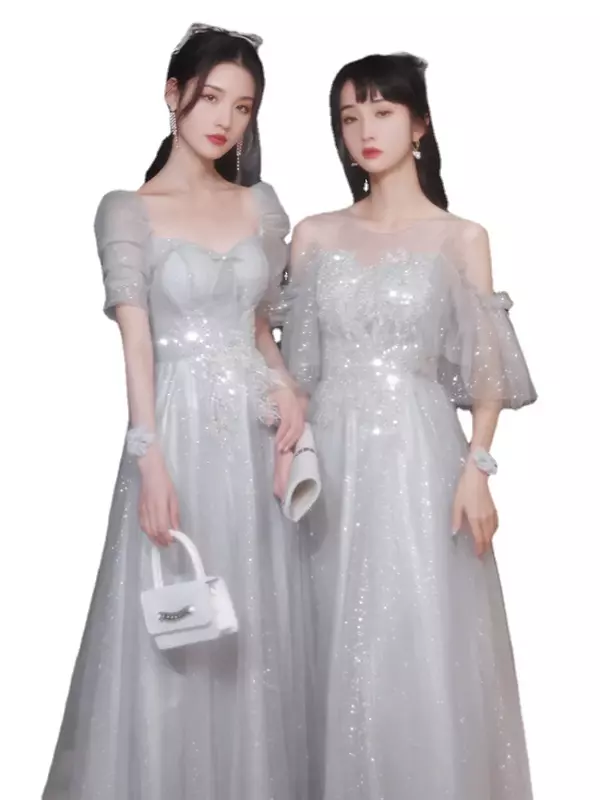Elegante Dames Bruidsmeisje Feestjurk Voor Vrouwen Retro O-hals Slanke Kanten Lange Rok Mode Dames Banket Prom Jurken Vestidos