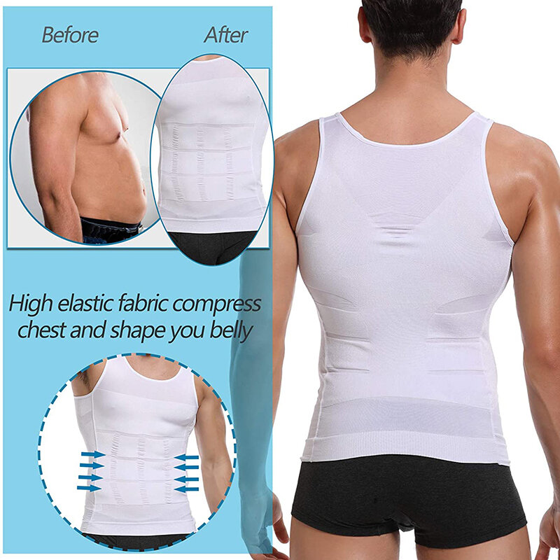 Mens Slimming Body Shaper Vest Shirt Abs addome Slim Gym Workout Tummy Control Compression Tank Top senza maniche Shapewear