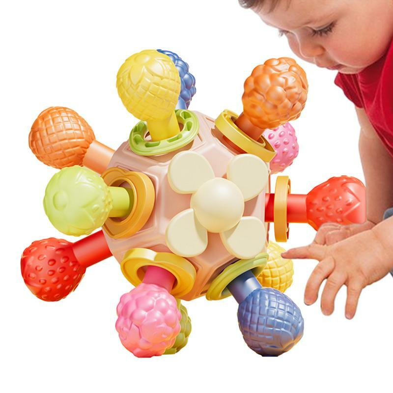 Grip Ball Teething Stick para crianças, chocalho macio, bola de mordedor, design anti-andorinha, brinquedos seguros para meninos e meninas