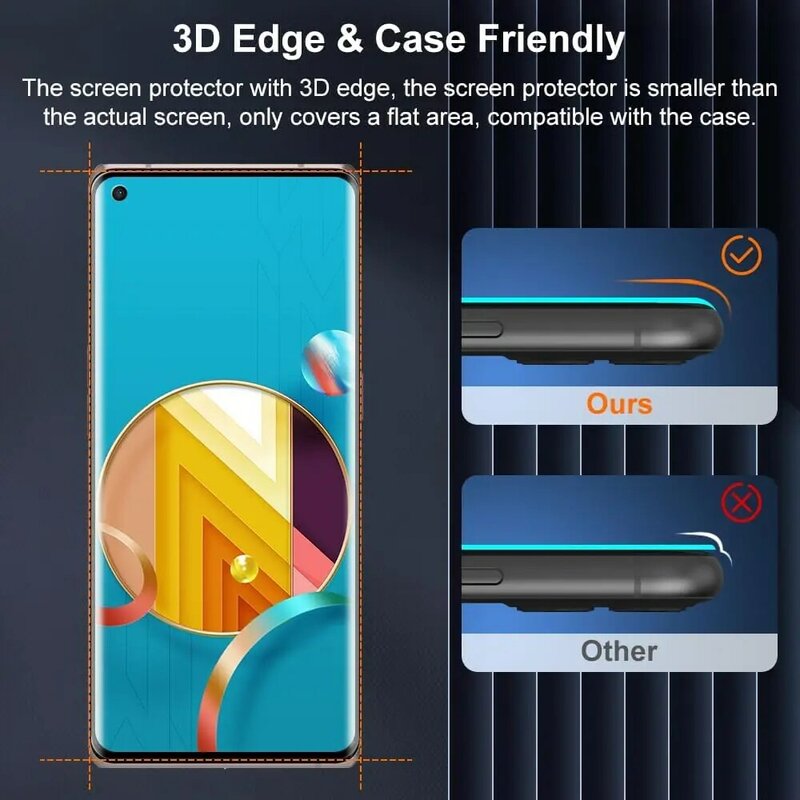Kaca Tempered untuk OPPO Find X3 Neo X3 Pro, kaca Film pelindung layar melengkung 3 buah