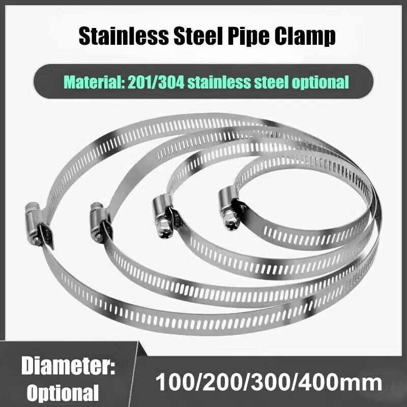 Adjustable Stainless Steel Throat Hoop Pipe Clamp Surveillance Security Camera Hoop Mount Bracket Diameter 100/200/300/400mm