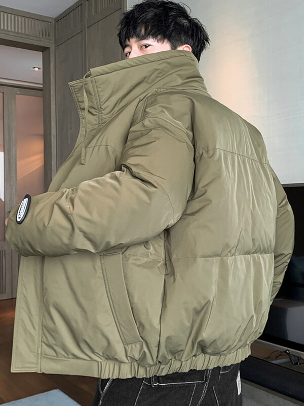 2022 nova jaqueta de inverno masculina quente parka moda gola sólida algodão acolchoado blusão casaco casual térmico grosso parkas