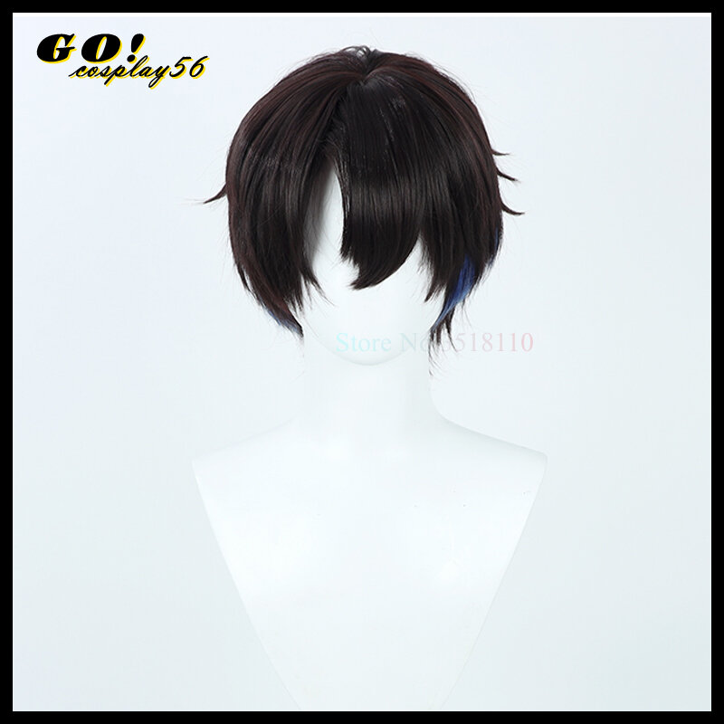HANCHO Cosplay Wig Rapper Short Synthetic Hair Black Mixed Blue Game Live Prison Luck Idols Halloween Headwear
