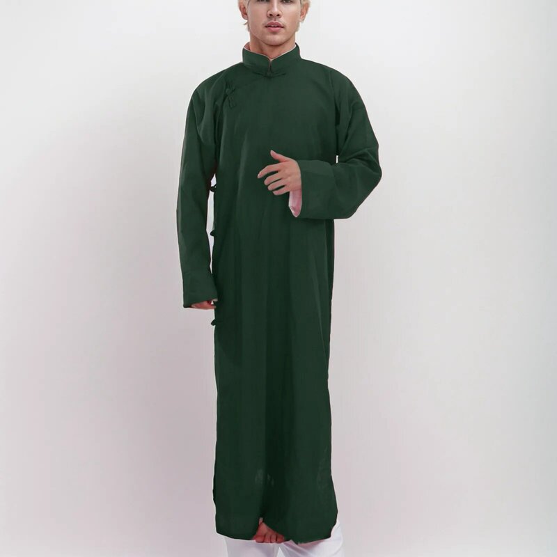 Muslim Solid Clothing Islam Dubai Dress Fashion Caftan Arabia Kaftan Abaya Robe Indian Robes Muslim Robes Mandarin Jacket