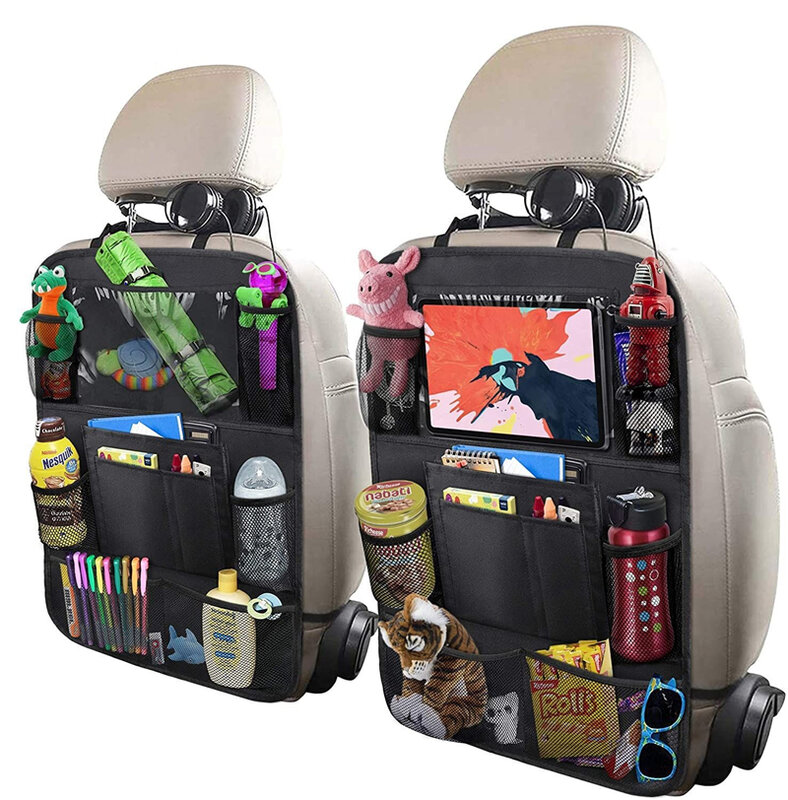طفل الطفل منظم مقعد السيارة الخلفي متعددة جيب حقيبة التخزين تخزين ركلة واقية وسادة حامل لوحي اكسسوارات الداخلية تستيفها