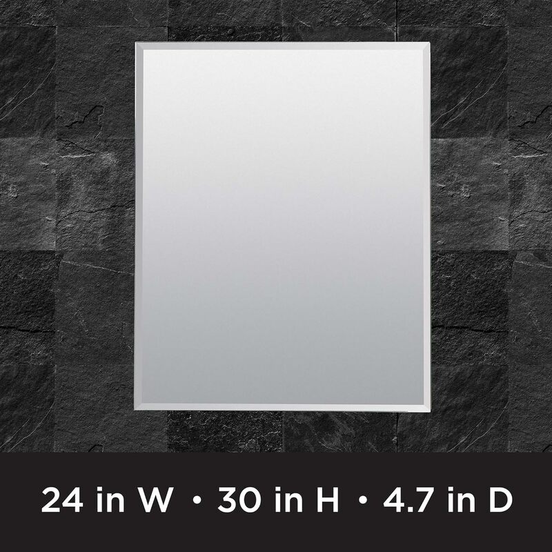 Cabinet de médecine à miroir biseauté Zcannelle Home, série de créateurs en aluminium par Zenith, 24x30 amaran, sans cadre, 24x30 pouces