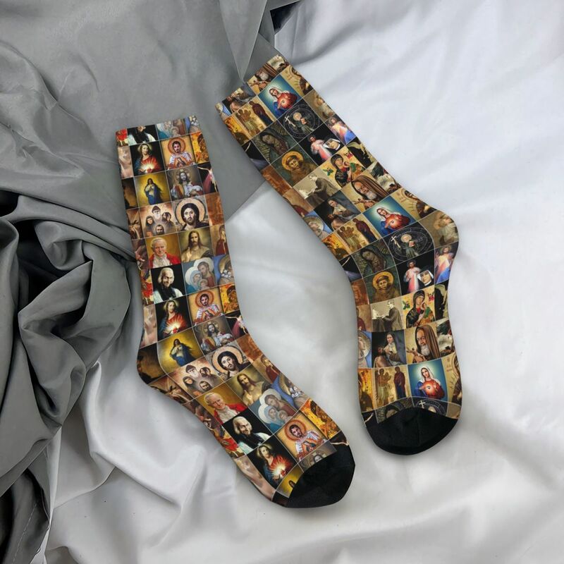 Носки с изображением святых, Иисуса, Марии, я доверяю вам, высококачественные чулки в стиле Харадзюку, всесезонные длинные носки, аксессуары для подарка для мужчин и женщин