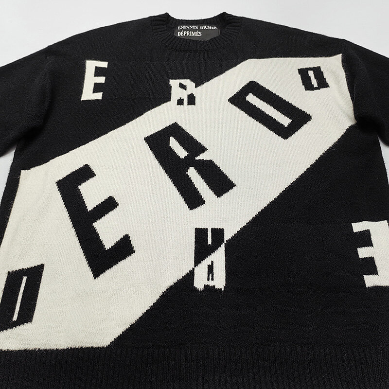 High Street Knitting ERD Sweater Men Woman Vintage Casual Couple Hip Hop Letter Jacquard O-Neck Streetwear