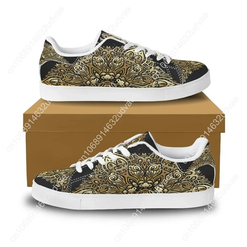 Men's PU Canvas Shoes Luxury European and American Retro Pattern Casual Sneakers Men's Youth College Shoes Tennis Direct Sales