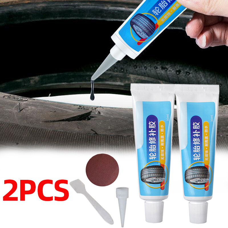 2Pcs Tire Repair Black  Glue Liquid Strong Rubber Wear-resistant Non-corrosive Adhesive Instant Bond Leather