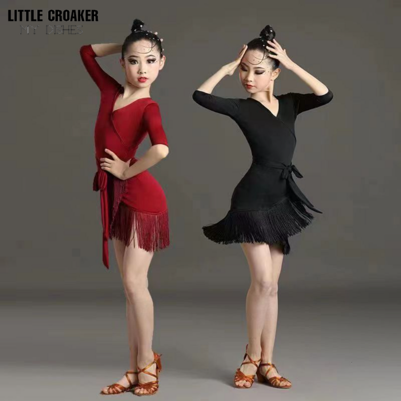 Kostum latihan dansa Latin anak perempuan Xia 2023 pakaian pertunjukan anak-anak baru kostum kompetisi tari Latin gadis remaja