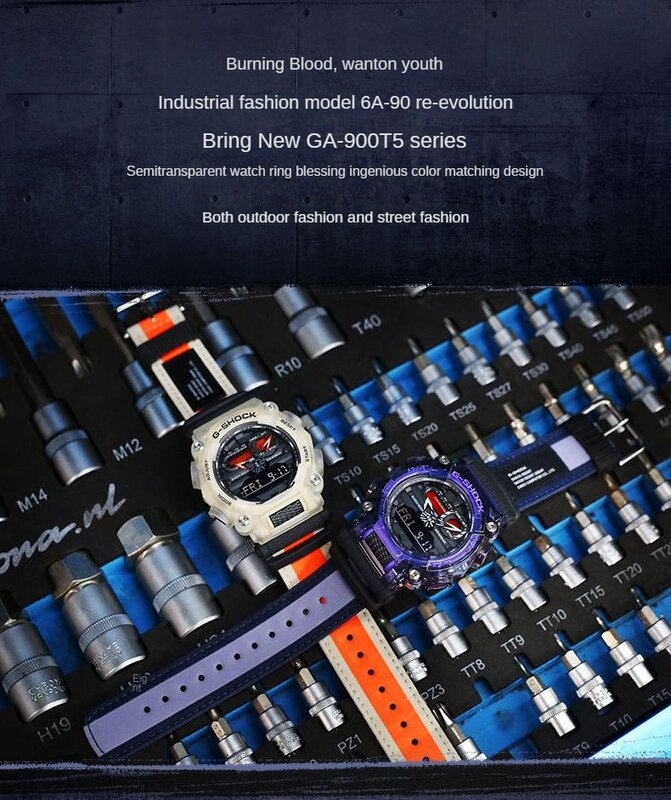 G-SHOCK GA-900 Series Dual Display Fashion Trend Waterproof Sports Watch Men's Luxury Brand Watch Anniversary Canvas Strap