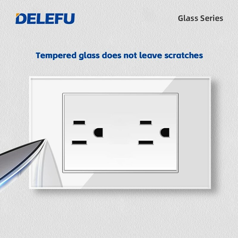 DELEFU-panel de vidrio templado, enchufe estándar de México, enchufe de pared de 118x72mm, interruptor de luz de carga rápida