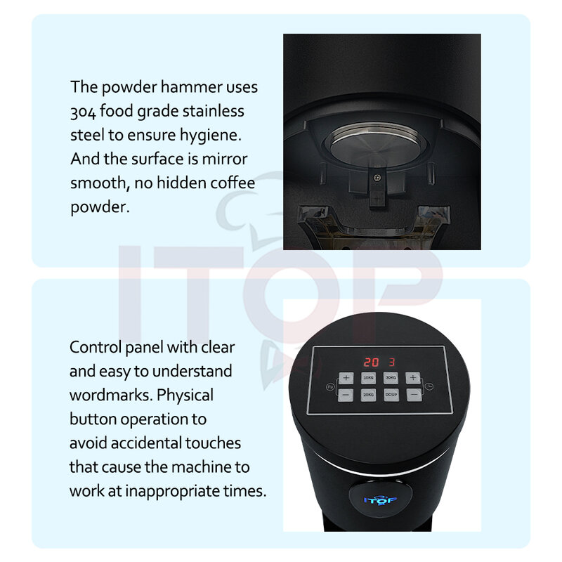 ITOP-58mm 커피 탬퍼 머신 자동 에스프레소 카페 도구 장비, 알루미늄 하우징 자동 커피 파우더 프레스 110V ~ 240V