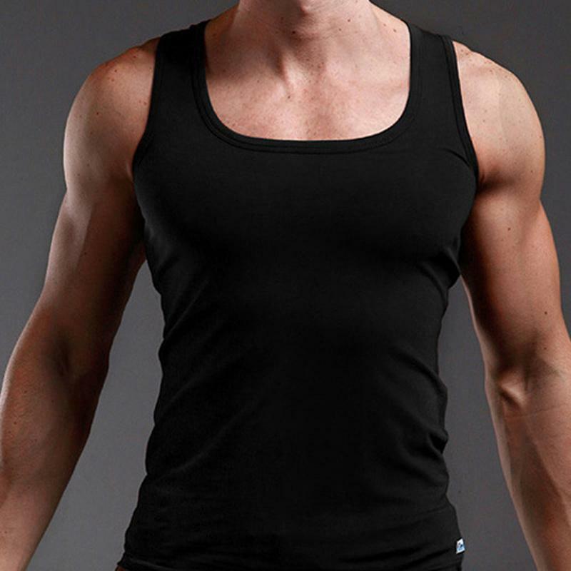 Camiseta de musculação sem mangas masculina, 100% algodão, regata extragrande, cor sólida, T muscular, Fitness, T