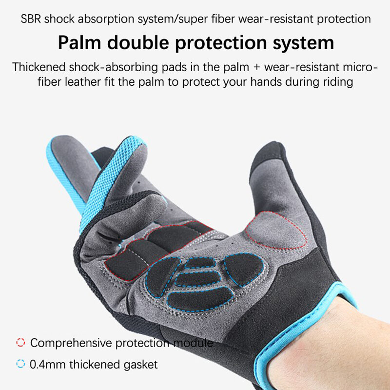 Mountain Bike Touch Screen Cycling Gloves Breathable Shock Absorption Sports Fitness Riding Gloves Winter Black Blue Red