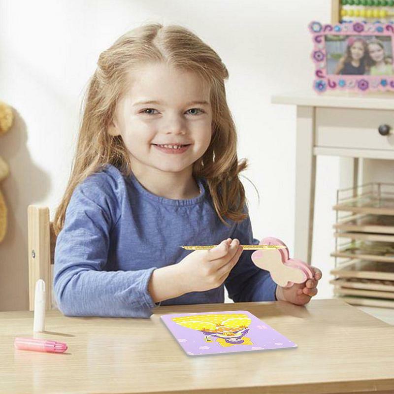 Kit de peinture de crevaison de puzzle créatif pour enfants, jouets de bricolage d'art de poke, activité amusante et de bricolage pour les filles, 3